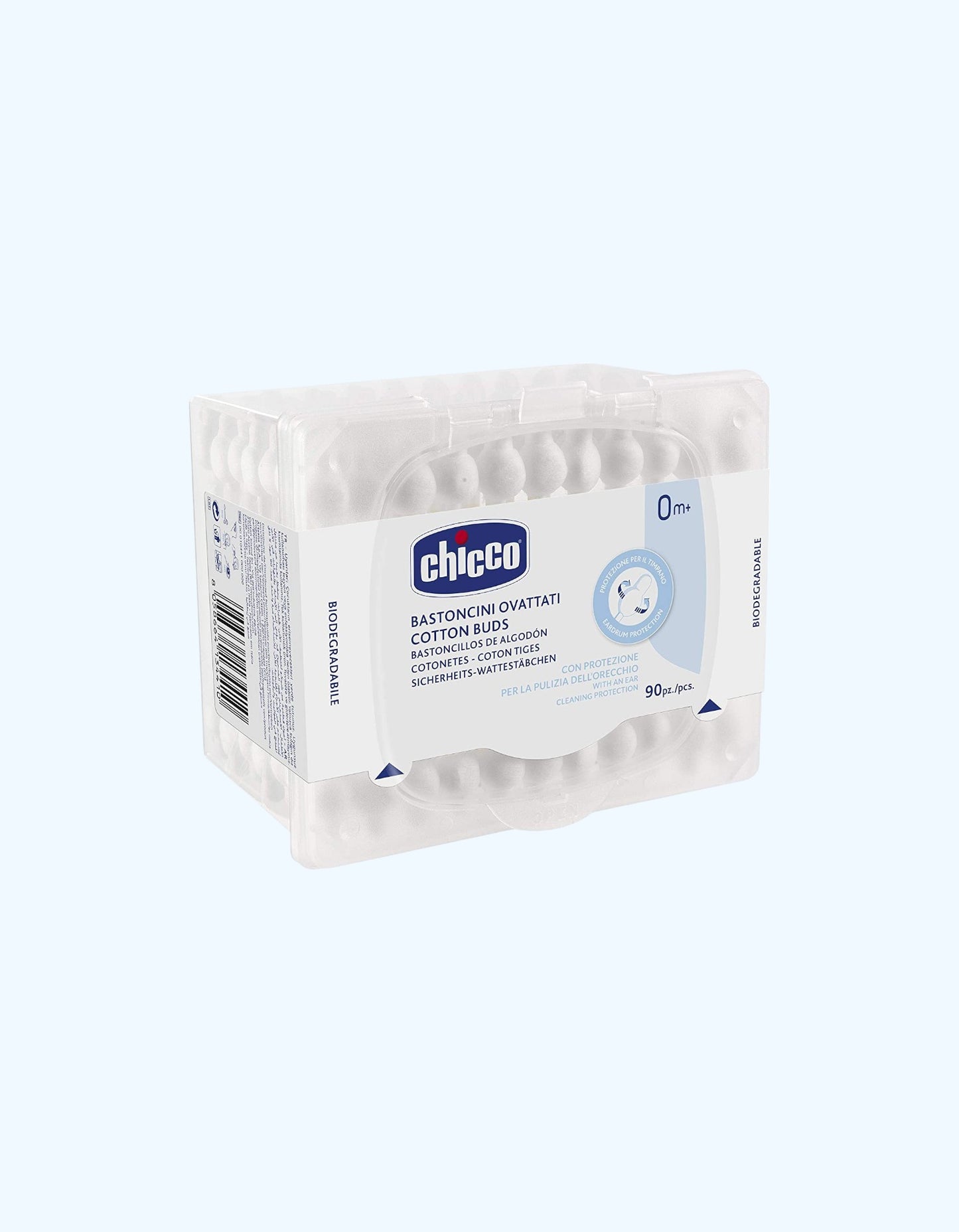 Chicco Cotton tamponlari cheklovchi bilan 0+ oy, 90 dona