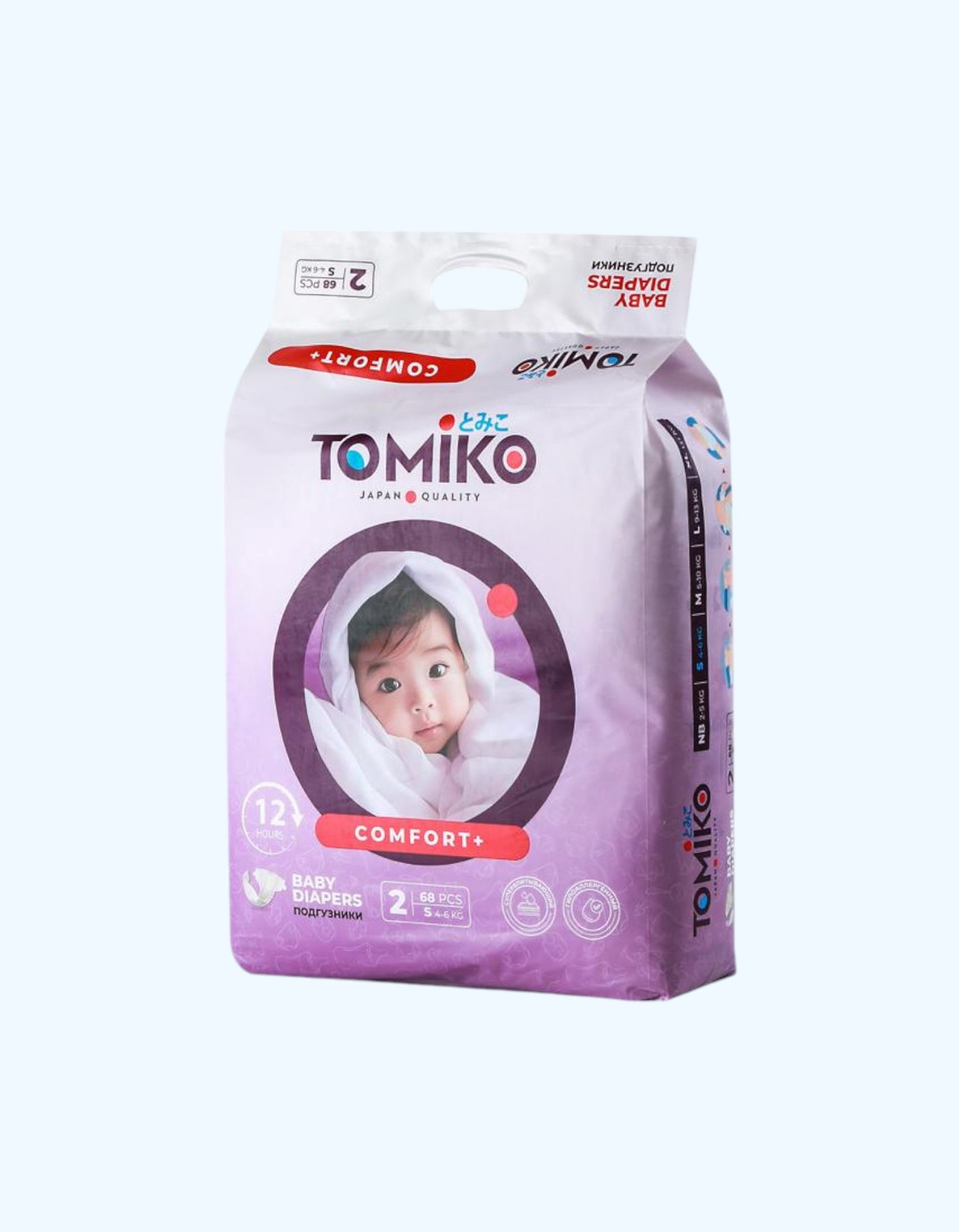 Tomiko Bezi Comfort+, hajmi S, 4-6 kg, 68 dona.