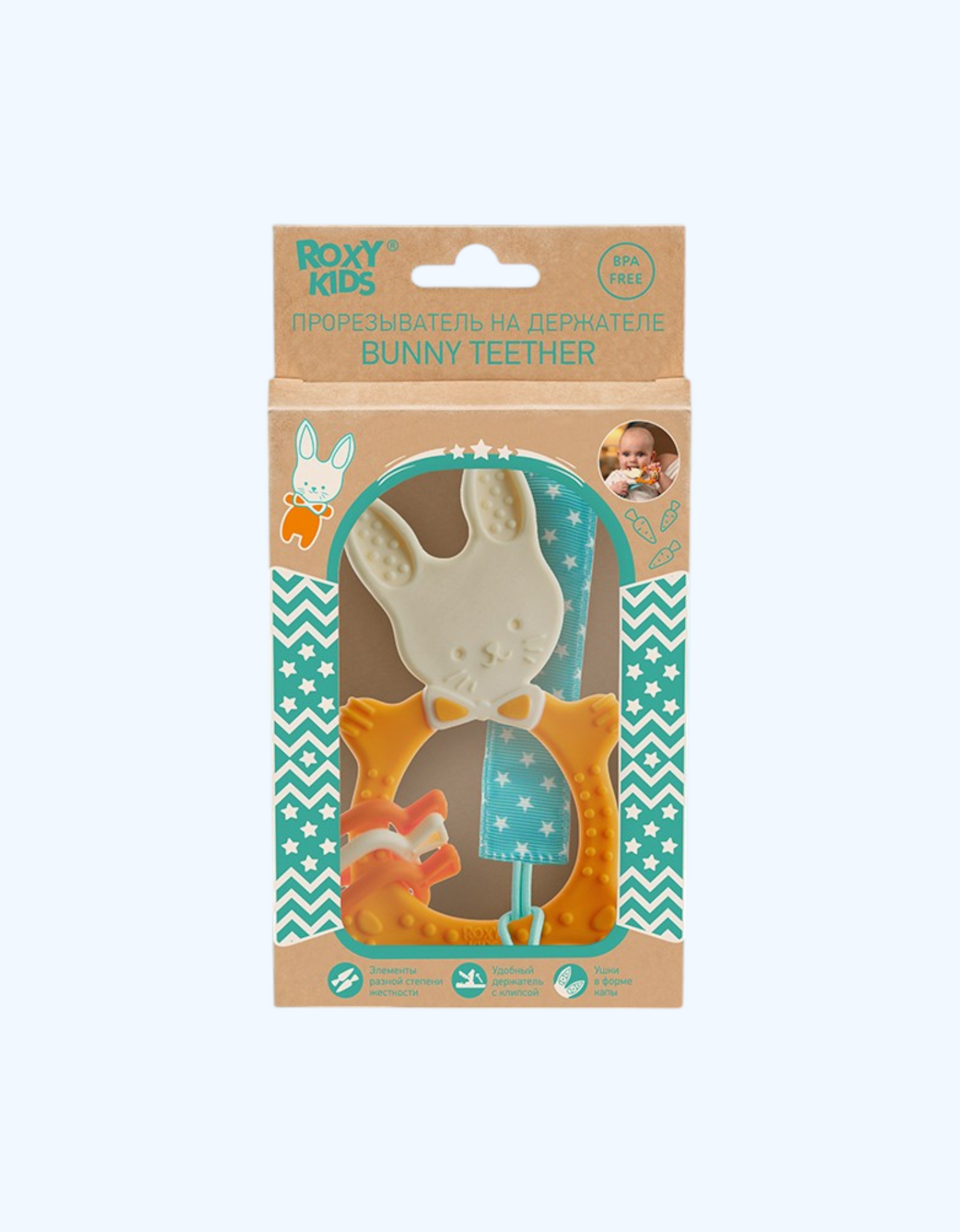 ROXY-KIDS universal tish tozalagich "Bunny" ushlagich bilan, 3+ oy