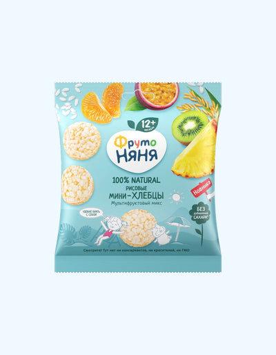 ФрутоНяня Мини-хлебцы рисовые, мультифруктовый микс, 30г