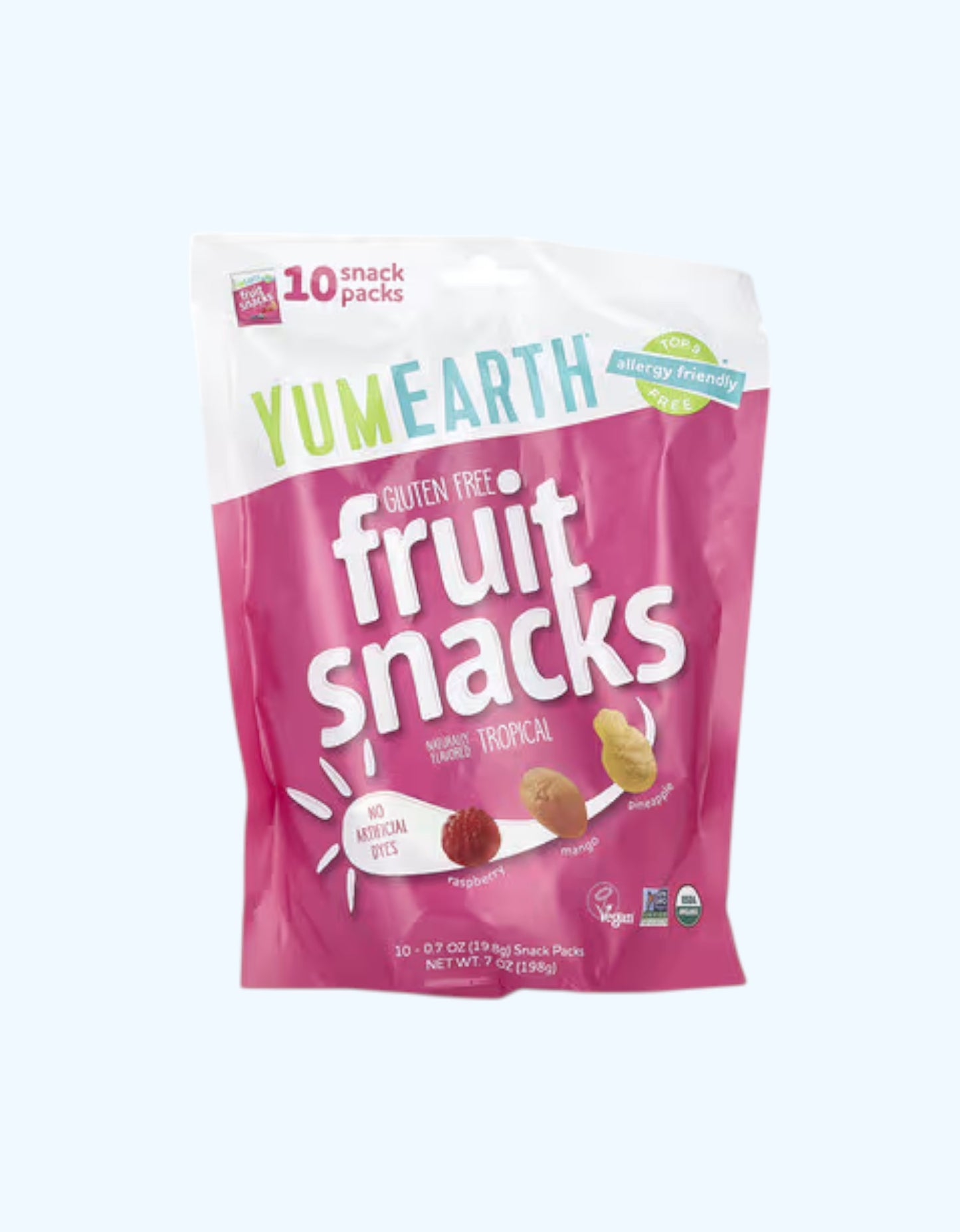 YumEarth Organik Gummies, Ananas, Mango va Blueberry, 19,8 g