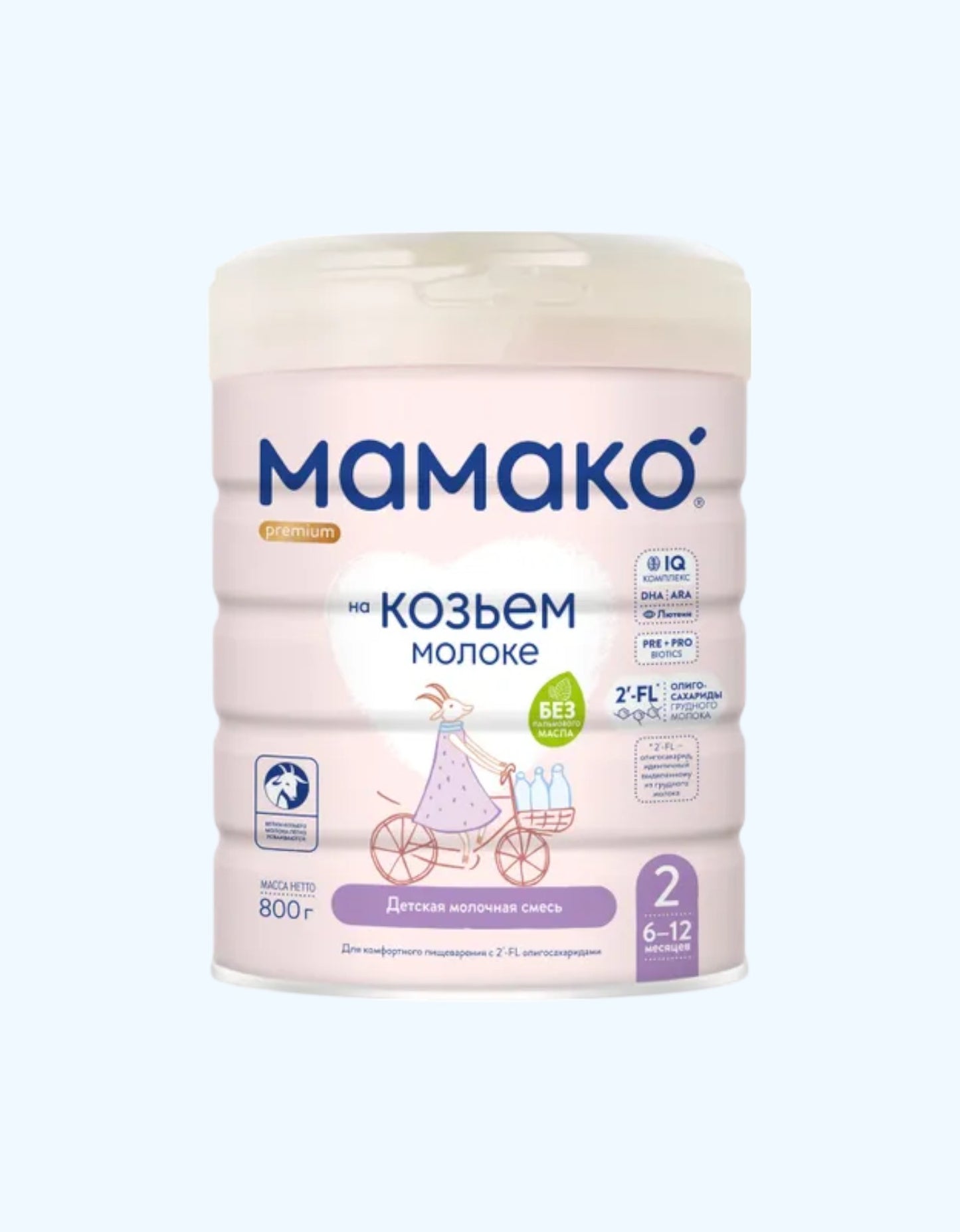 Мамако 2 Premium, сухая смесь на козьем молоке, 6-12 мес., 400/800 г