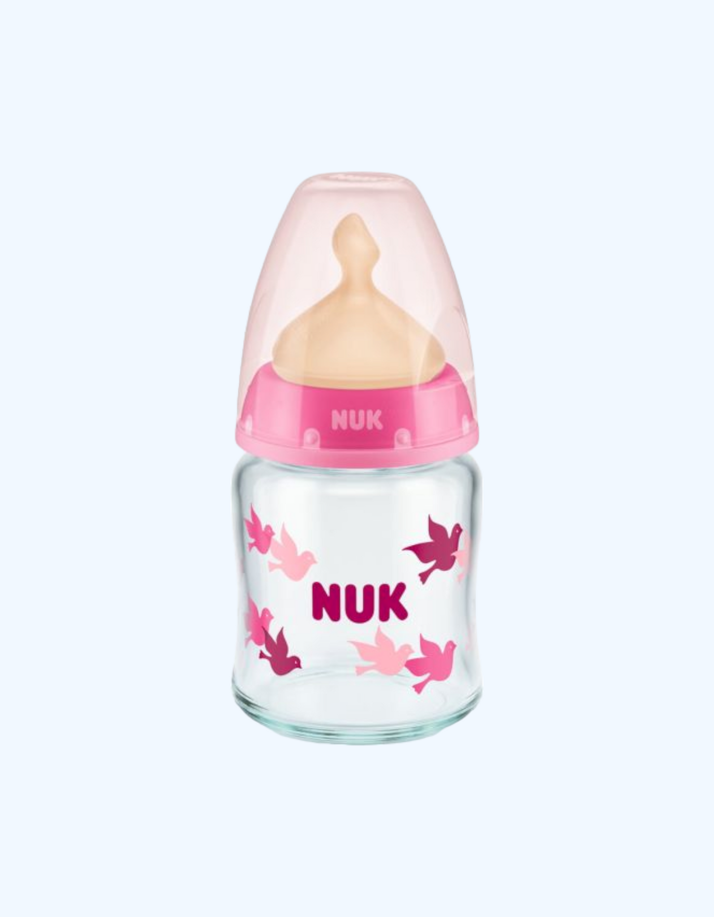 Nuk Бутылка FC+ Temp стеклянная с латексной соской, 0-6 мес., 120 мл