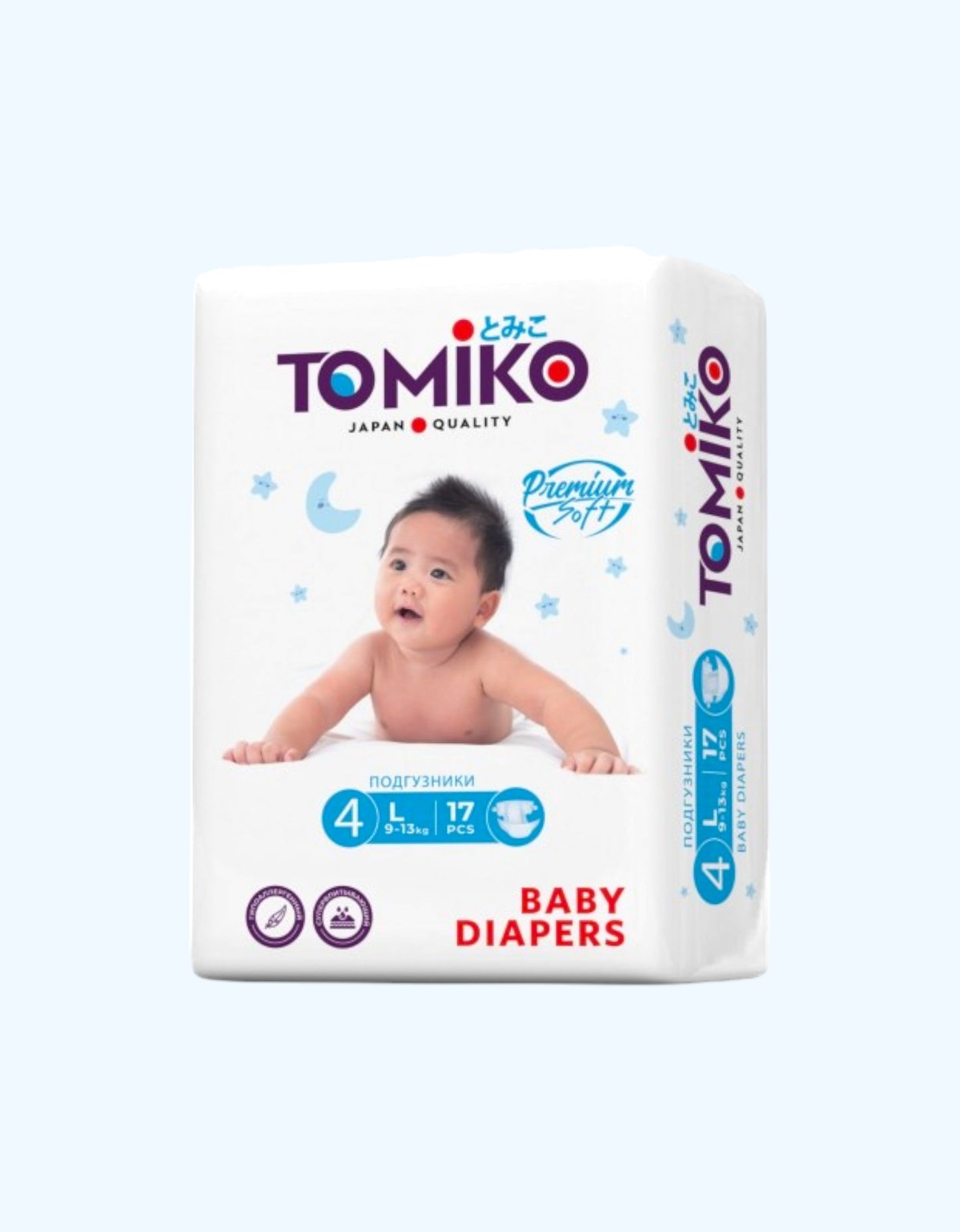 Tomiko Bezi Premium, hajmi L, 9-13 kg, 17/56 dona.