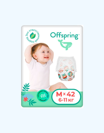 Offspring Подгузники M, 6-10 кг, Сова, 42 шт