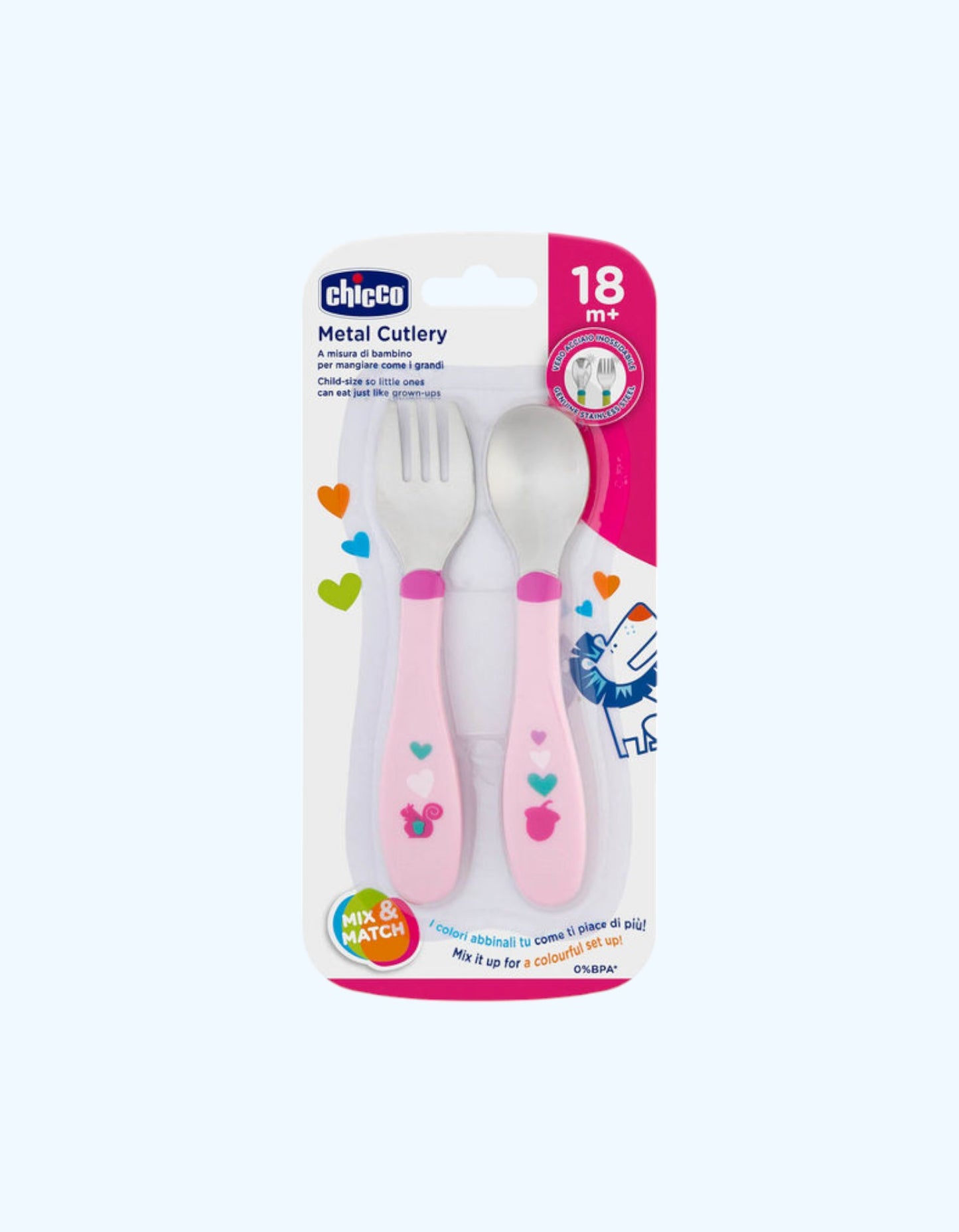 Chicco MetalCutlery Набор столовых приборов, 18+ мес.