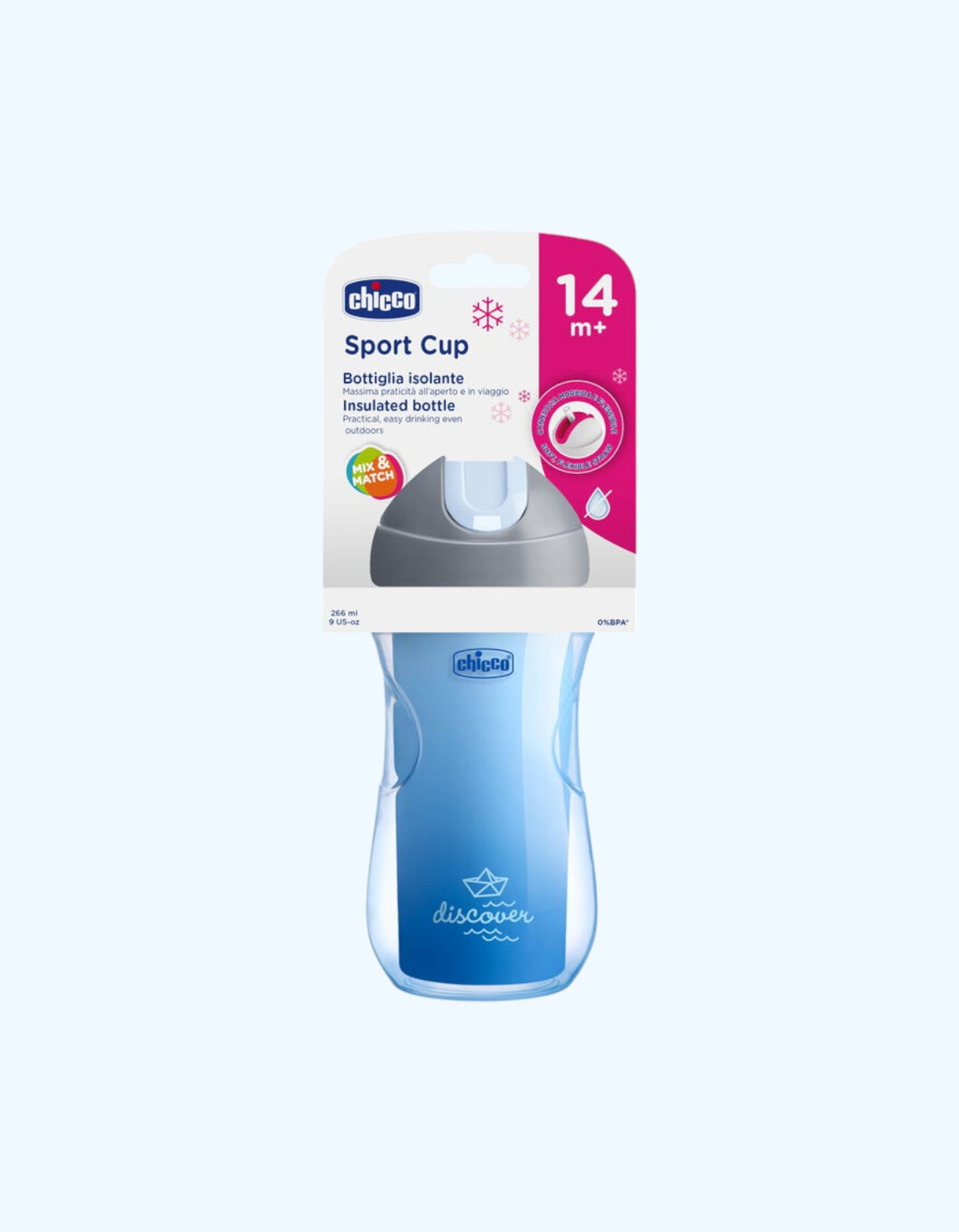 Chicco Sport Cup Поильник с трубочкой, 14+ мес., 266 мл