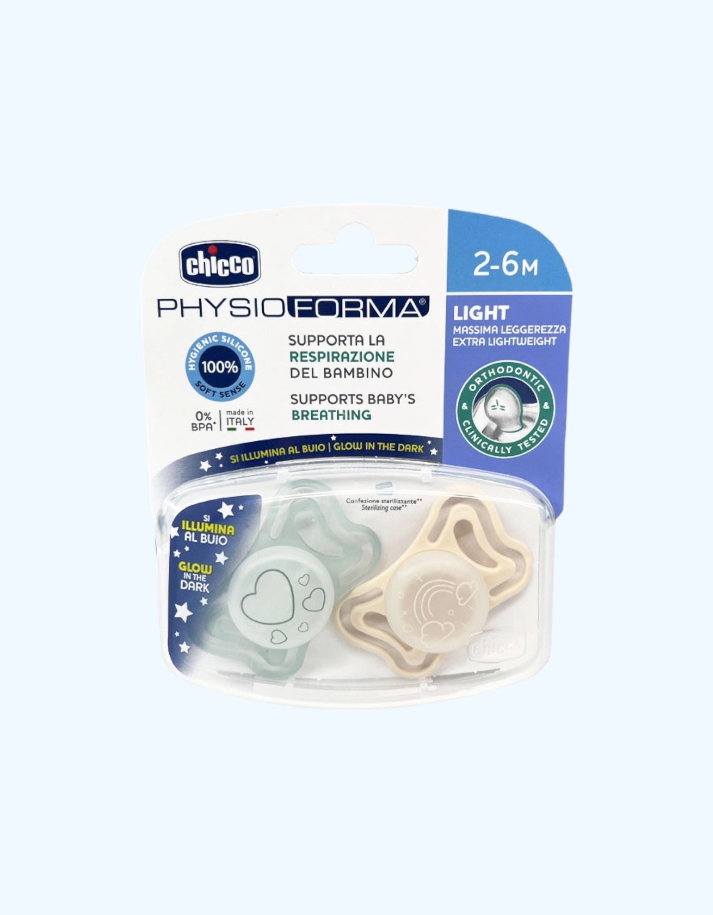 Chicco Physio Forma engil emzik, silikon, 2-6 oy, 2 dona
