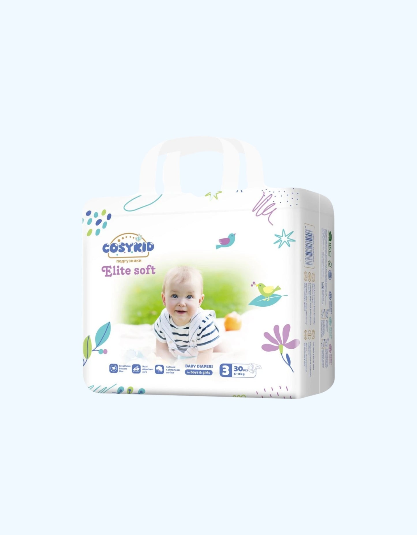 CosyKid 3 Elite Yumshoq tagliklar, 6-11 kg, 30 dona