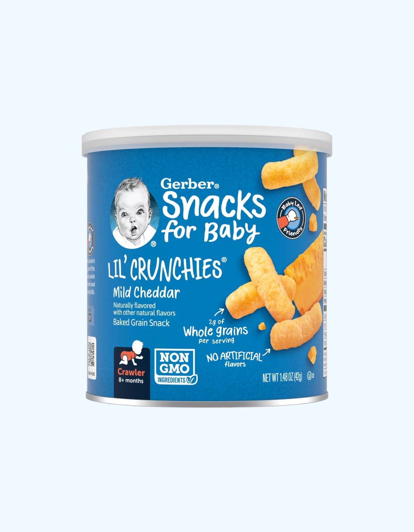 Gerber makkajo'xori tayoqchalari bankalarda, cheddar pishloq, 8+ oy, 42 g