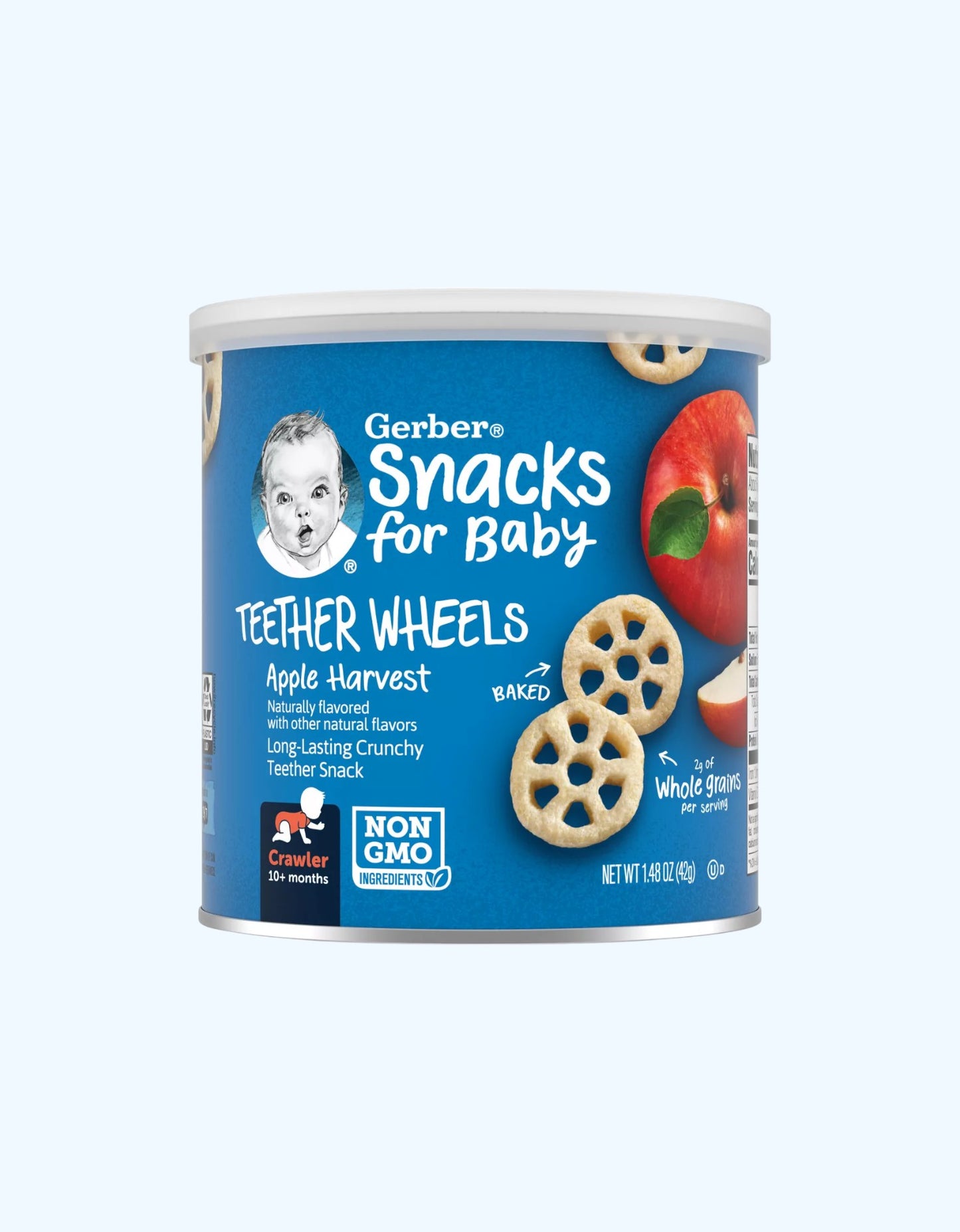 Gerber Teething Wheels Cookies, Apple, 8+ oy, 42g