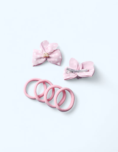 БукваЛенд Набор для волос "Элис", 4 резинки, 2 зажима, ушки с жемчугом, розовые