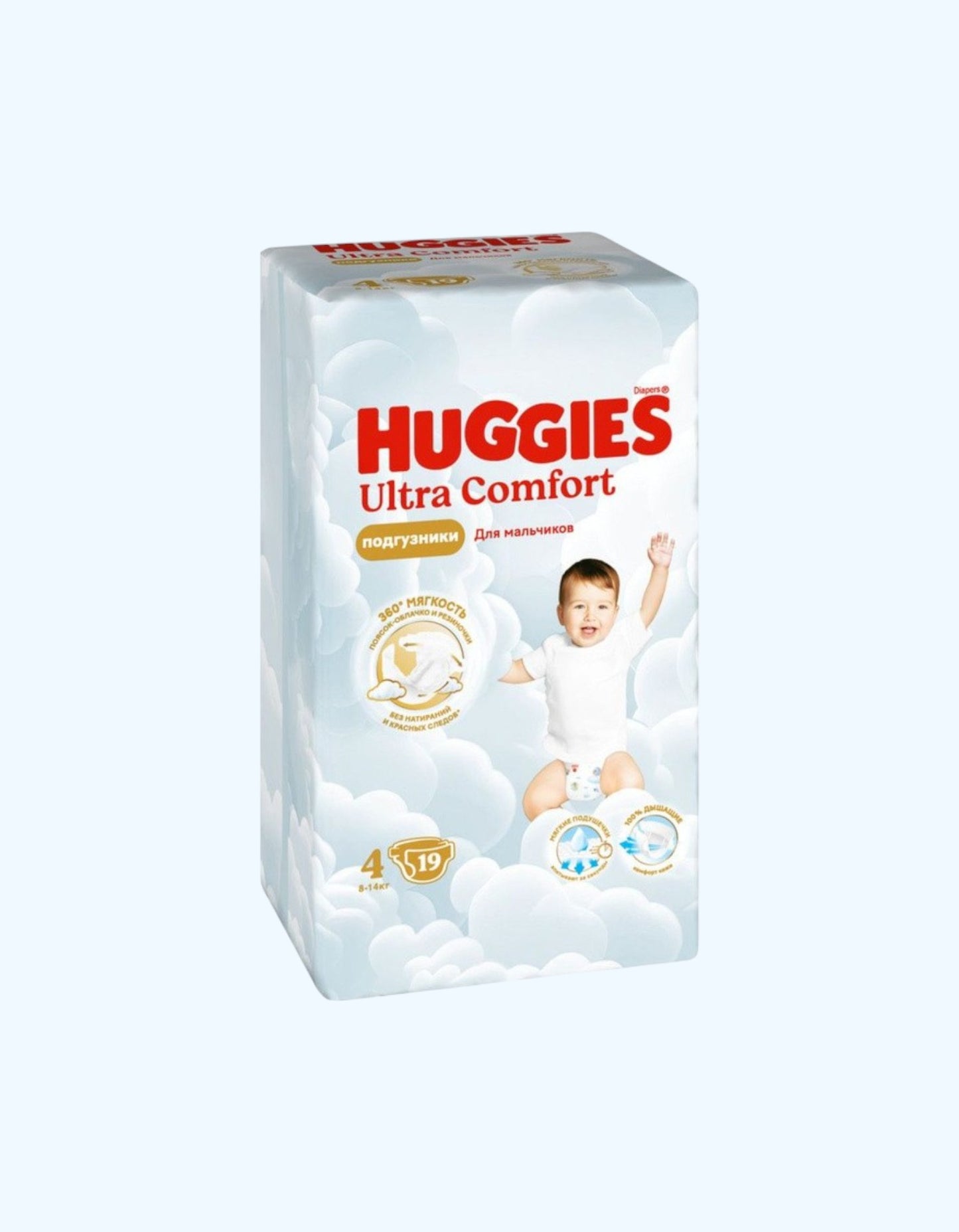 Huggies Ultra Comfort 4 Подгузники, мальчики, 8-14 кг, 19/80 шт