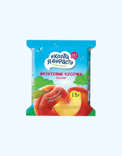 Когда Я Вырасту Фруктовые кусочки персик, 12+ мес., 15 г