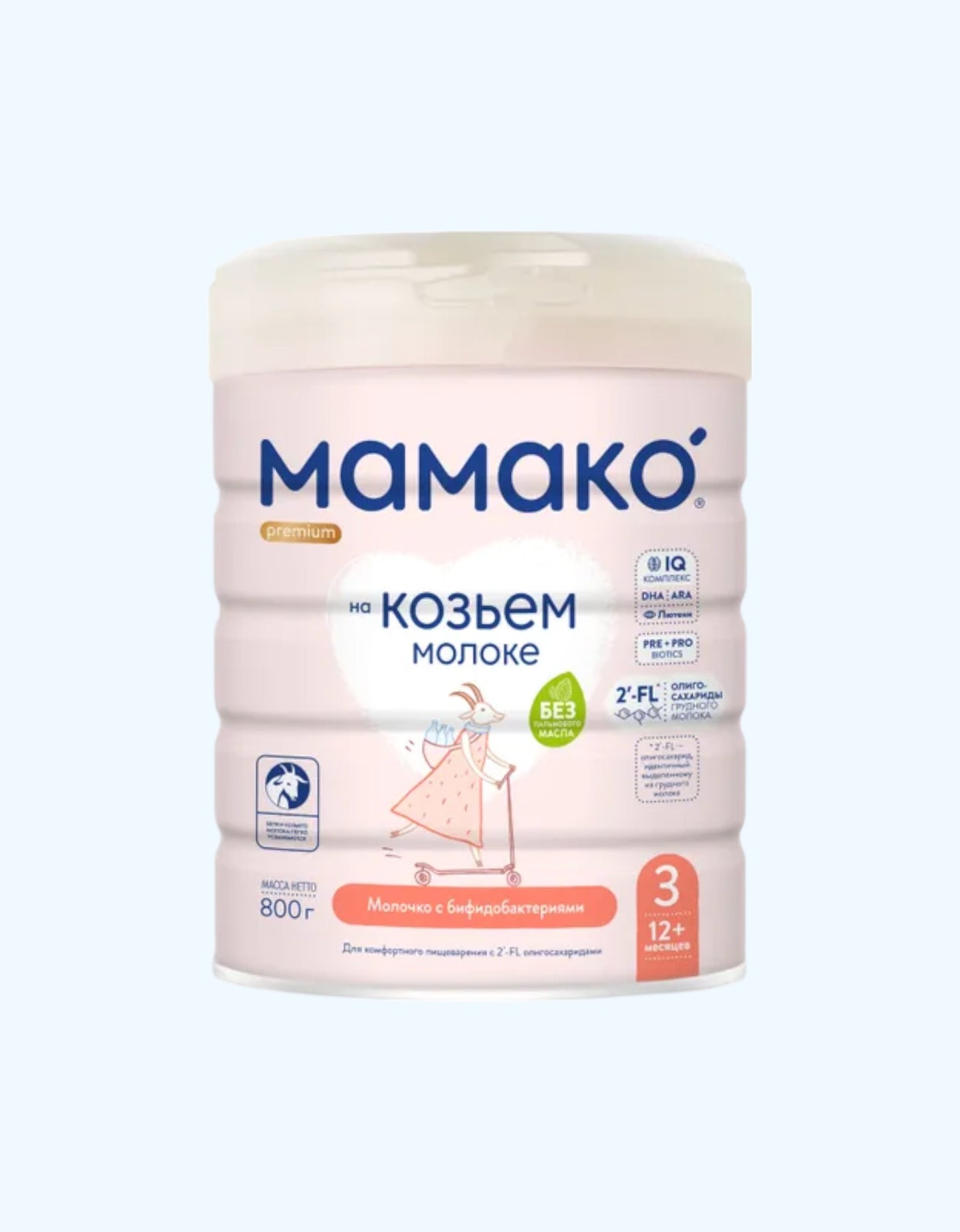 Мамако 3 Premium, сухая смесь на козьем молоке, 12+ мес., 400/800 г