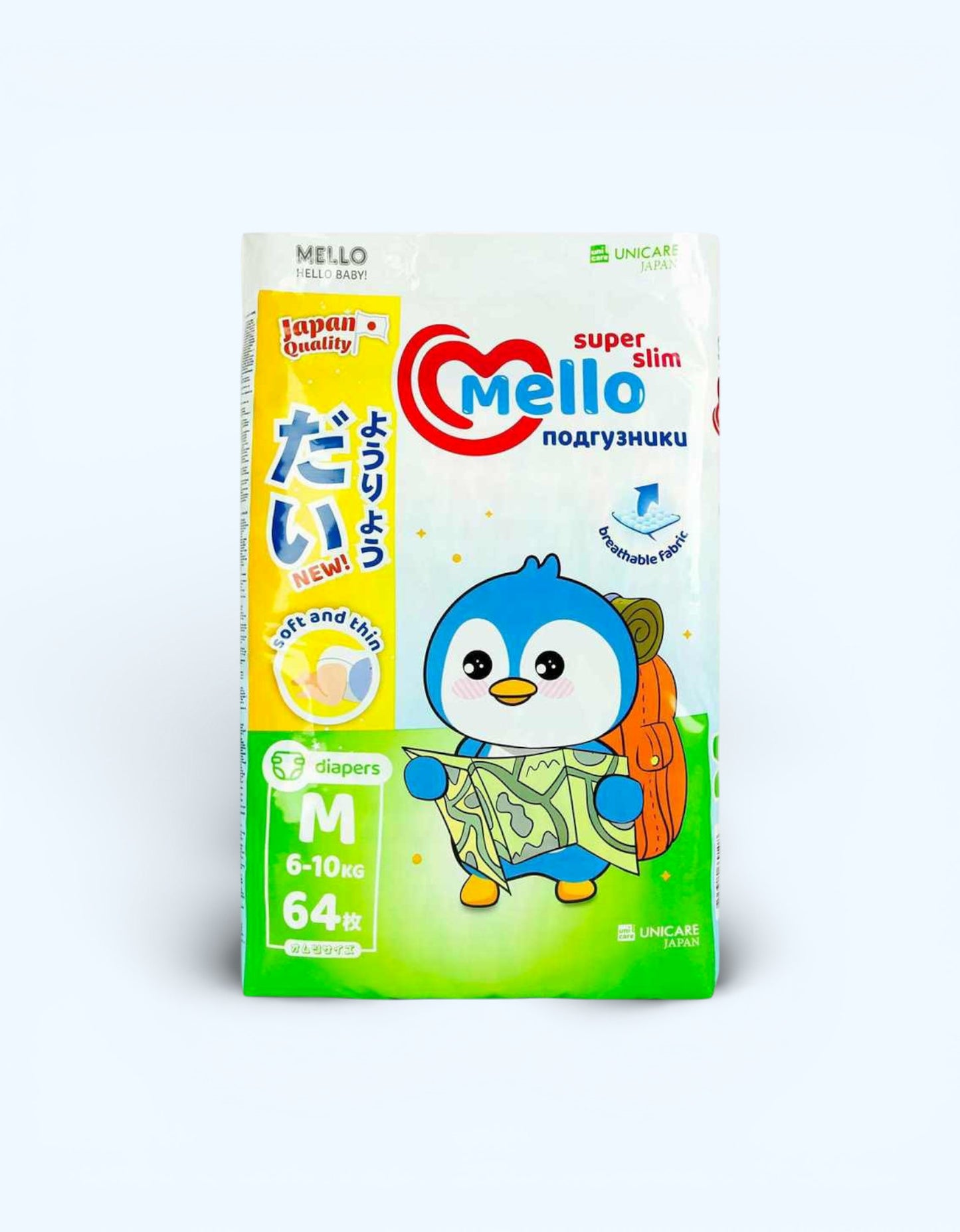 Mello Super Slim Подгузники, M, 6-10 кг, 64 шт