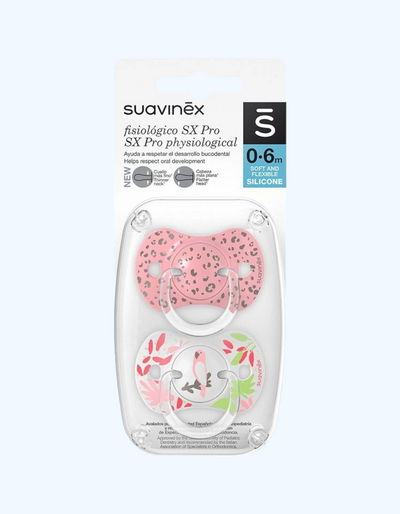 Suavinex Пустышка "Джунгли", силиконовая физиологическая, 0-6 мес., 2 шт