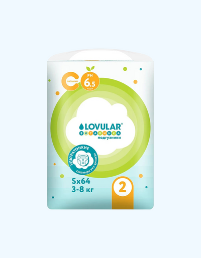 Lovular Витаминка Подгузники, S, 3-8 кг, 64 шт