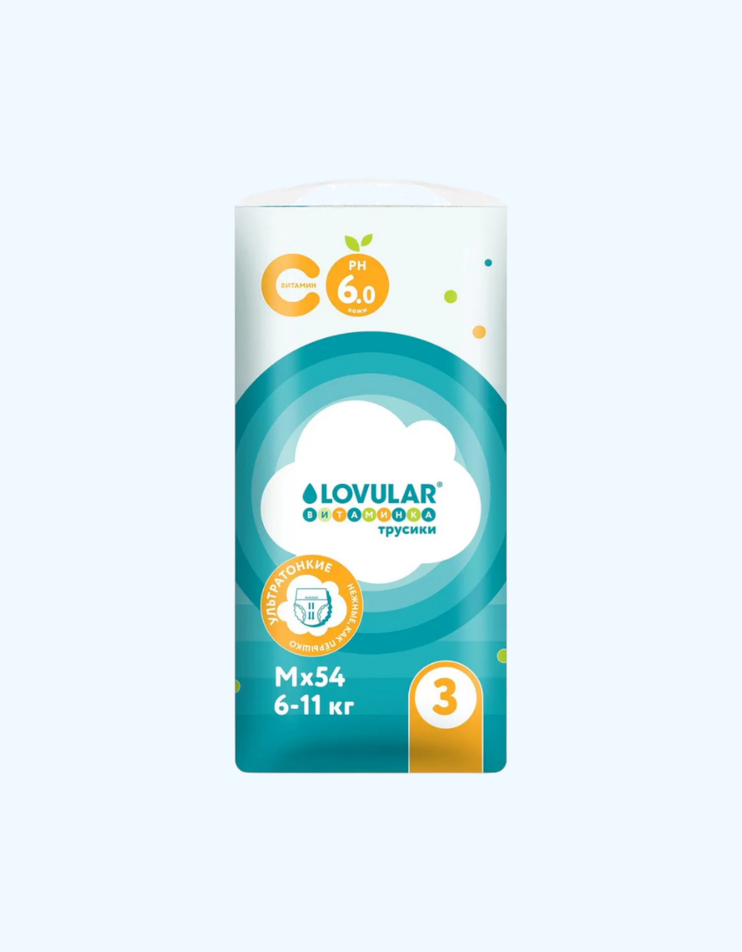 Lovular Витаминка Подгузники-трусики, M, 6-11 кг, 54 шт