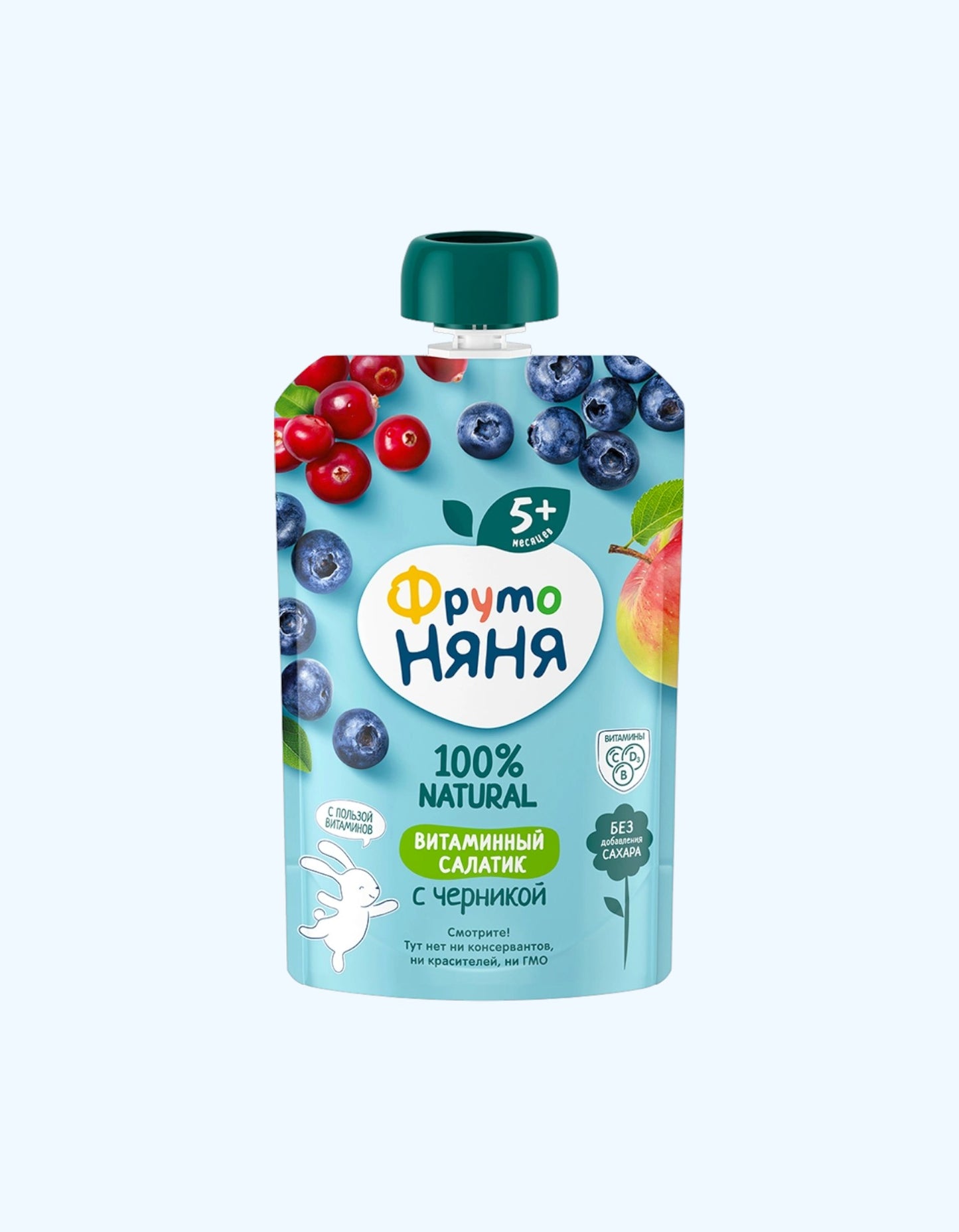 Frutonya Olma, ko'k mevalar va klyukva püre, 5+ oy, 90 g