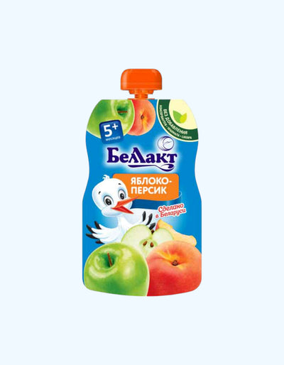 Olma va shaftoli bilan Bellakt pyuresi, 5+ oy, 90 g