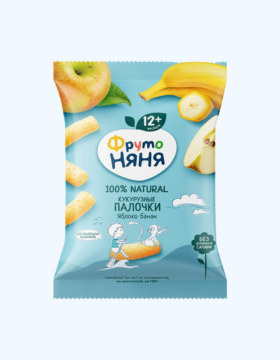 ФрутоНяня Палочки кукурузные, яблоко, банан, 12+ мес., 20 г