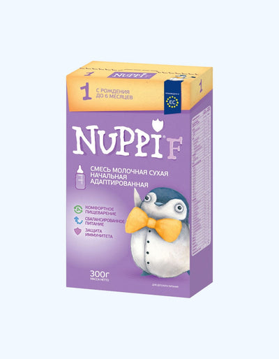 Nuppi F1, quruq sut formulasi, 0-6 oy, dastlabki moslashtirilgan, 300/600 g
