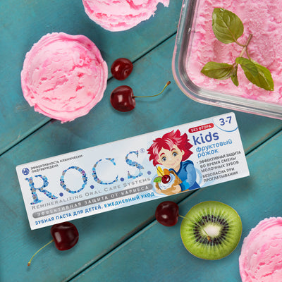 R.O.C.S. Зубная паста для детей Фруктовый рожок (без фтора), 3-7 лет, 45 г