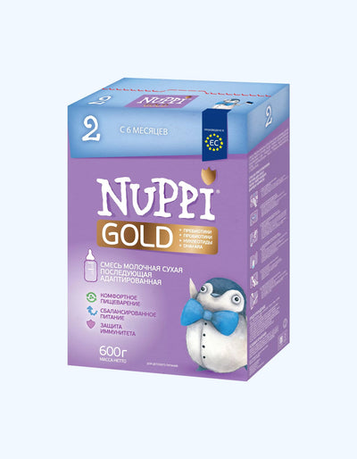 Nuppi Gold 2, quruq sut formulasi, keyinchalik moslashtirilgan, 6+ oy, 300/600 g