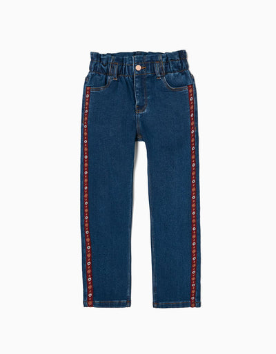 ZIPPY Elastik tasmali, dekorativ qistirmali jinsi shimlar