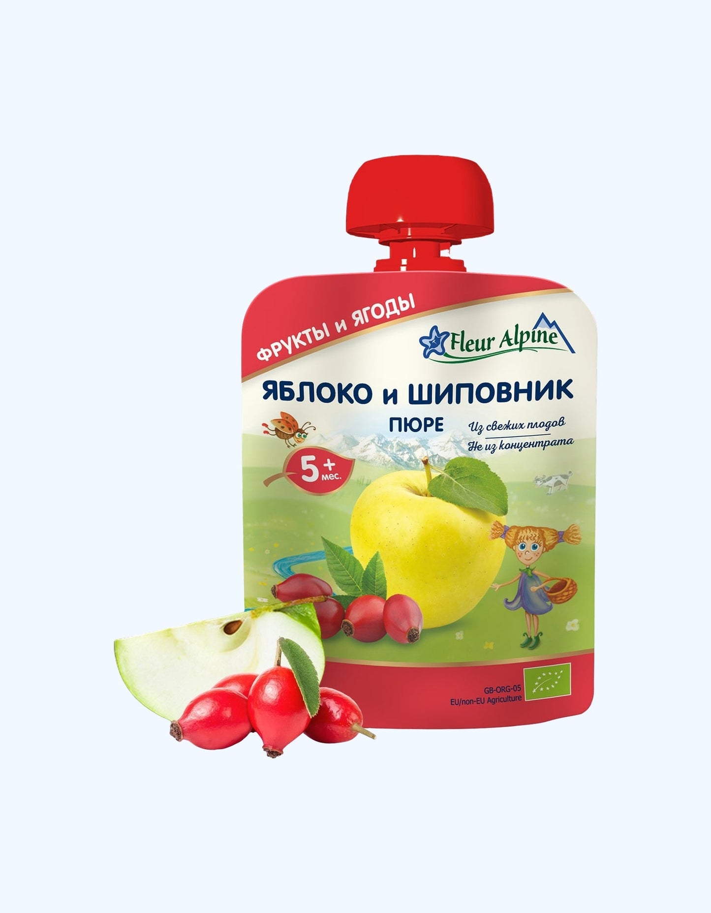 Fleur Alpine Пюре, яблоко, шиповник, 5+ мес., 90 г