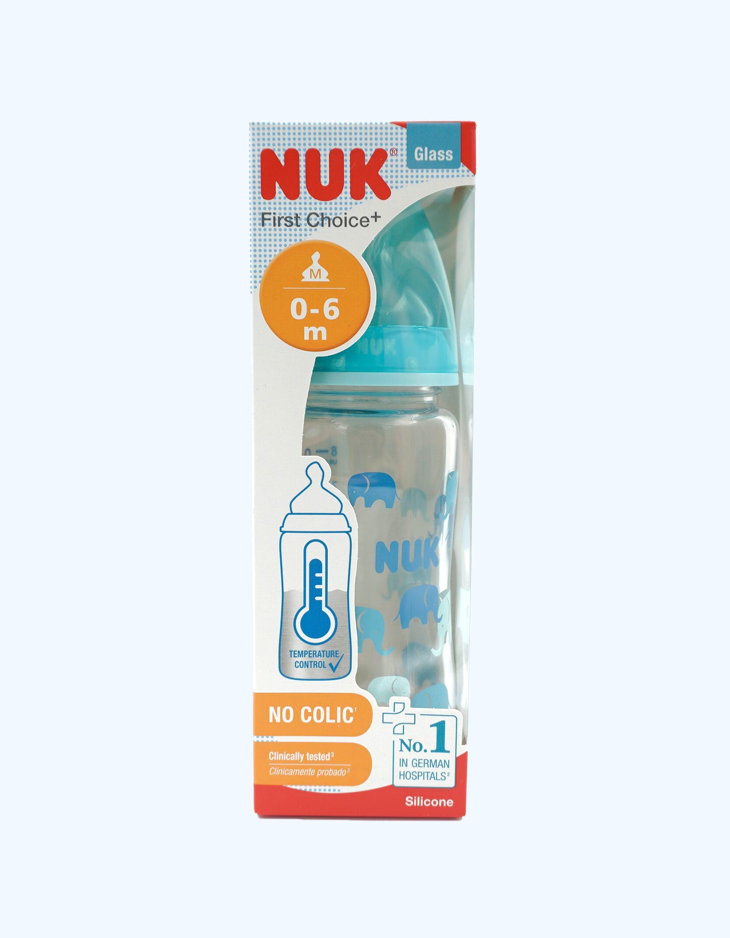 Nuk Бутылка FC+ Temp с силиконовой соской, стекло, 240 мл