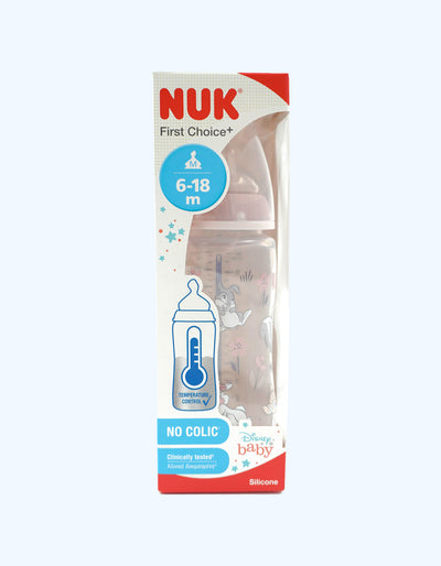 Nuk Bottle FC+ Bambi Temp silikon so‘rg‘ichli, 6+ oy, 300 ml