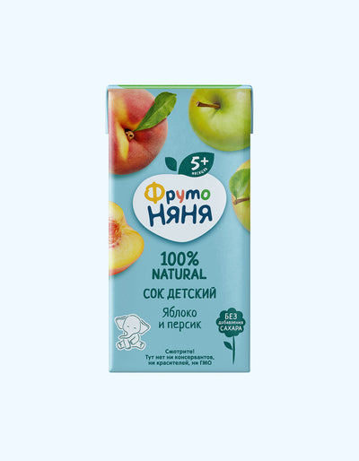 ФрутоНяня Сок яблочно-персиковый, 5+ мес., 200 мл