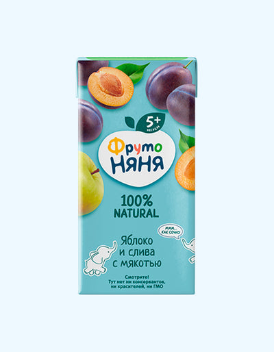 ФрутоНяня Нектар из яблок и слив с мякотью, 4+ мес., 200 мл