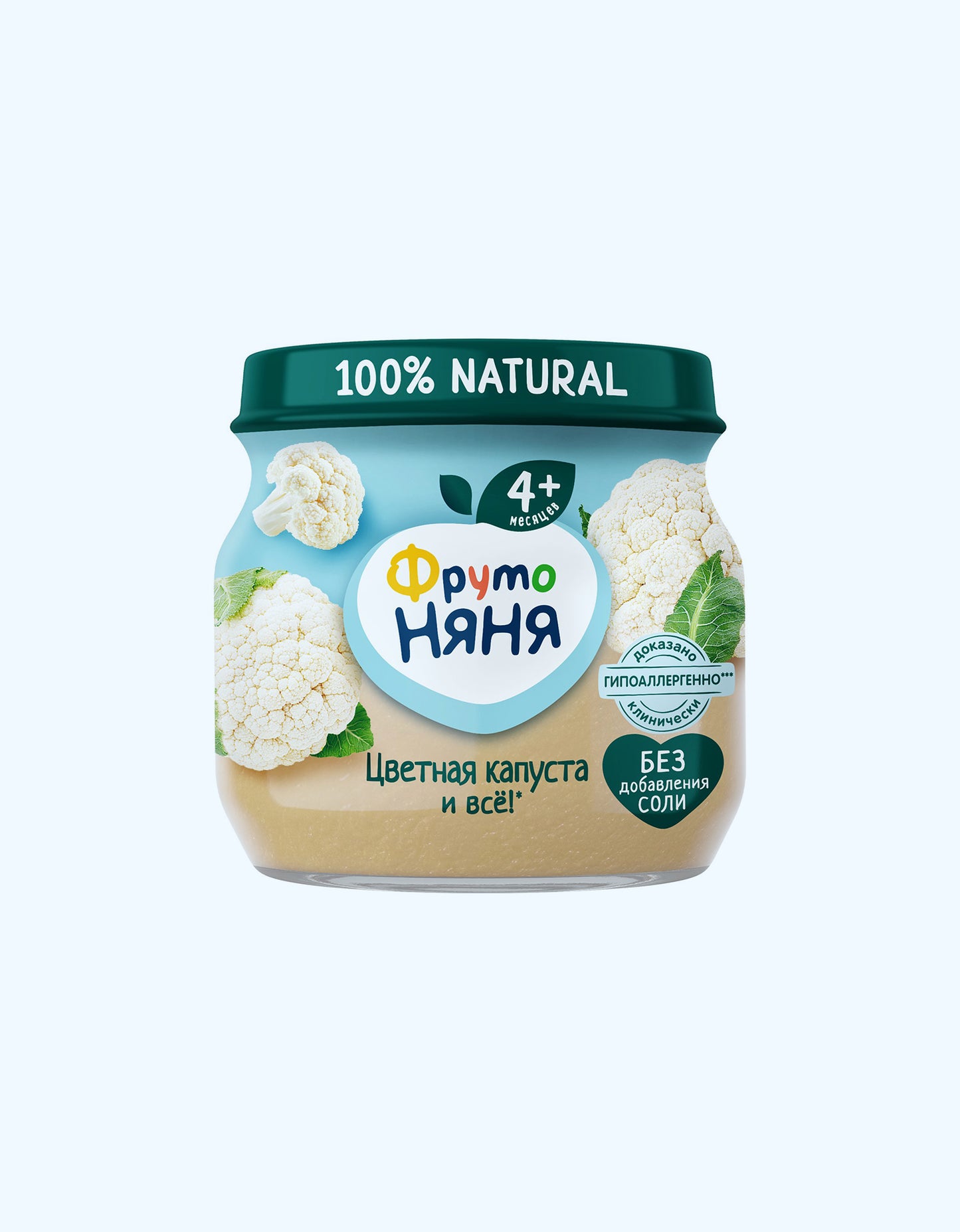 ФрутоНяня Пюре, натуральное из цветной капусты для питания детей раннего возраста, 4+ мес., 80 г