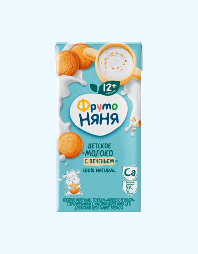 FrutoNyanya Sut kokteyli "Sut pechenye" bilan sterillangan, 200 ml