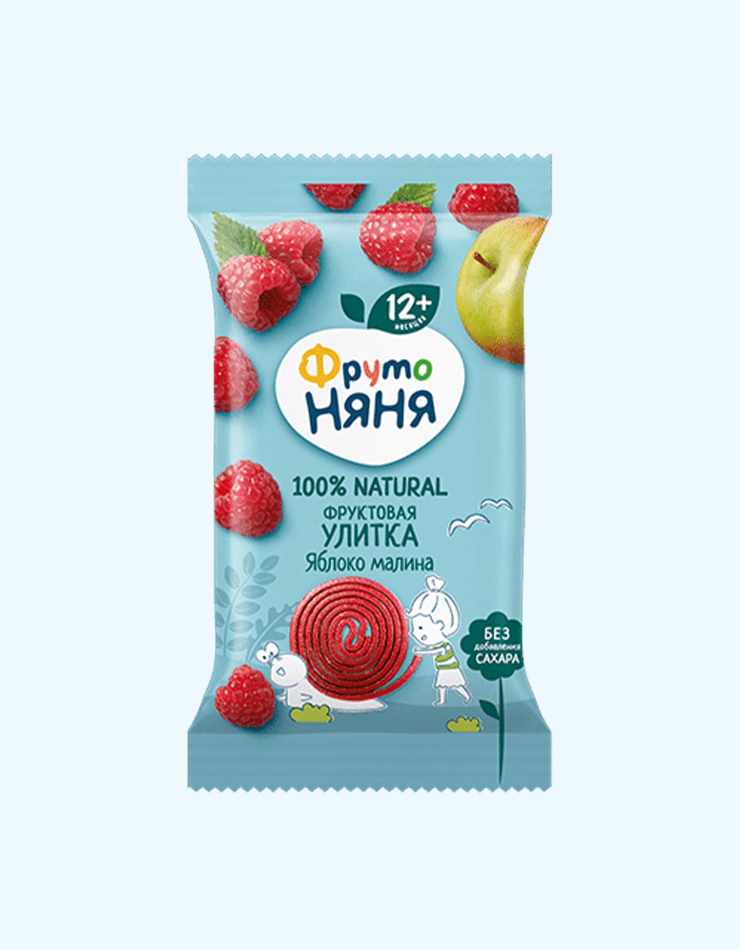 ФрутоНяня Фруктовая улитка, яблоко и малина, 12+ мес., 15 г