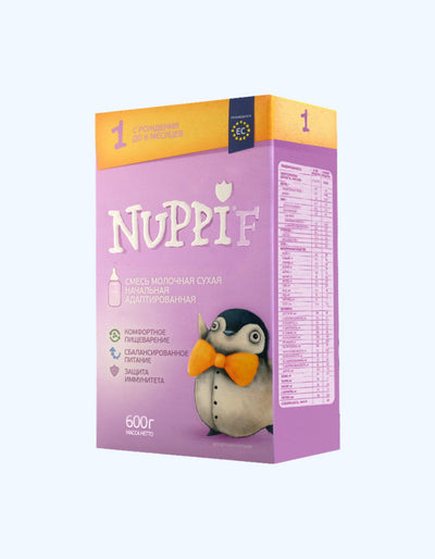 Nuppi F1, quruq sut formulasi, 0-6 oy, dastlabki moslashtirilgan, 300/600 g