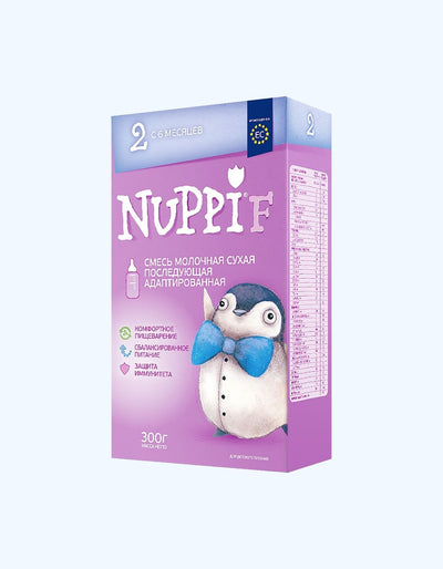 Nuppi F2, quruq sut formulasi, 6+ oy, keyinchalik moslashtirilgan, 300/600 g
