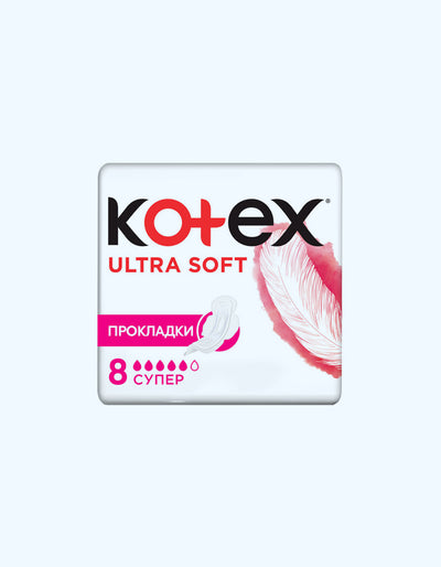 Kotex Ultra yumshoq Super prokladkalar, 5 tomchi, 8 dona