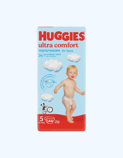 Huggies Ultra Comfort 5 Подгузники, мальчики, 12-22 кг, 15/64 шт