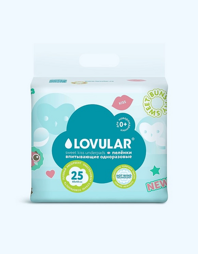 Lovular Пеленки впитывающие 60х40 см, 25 шт