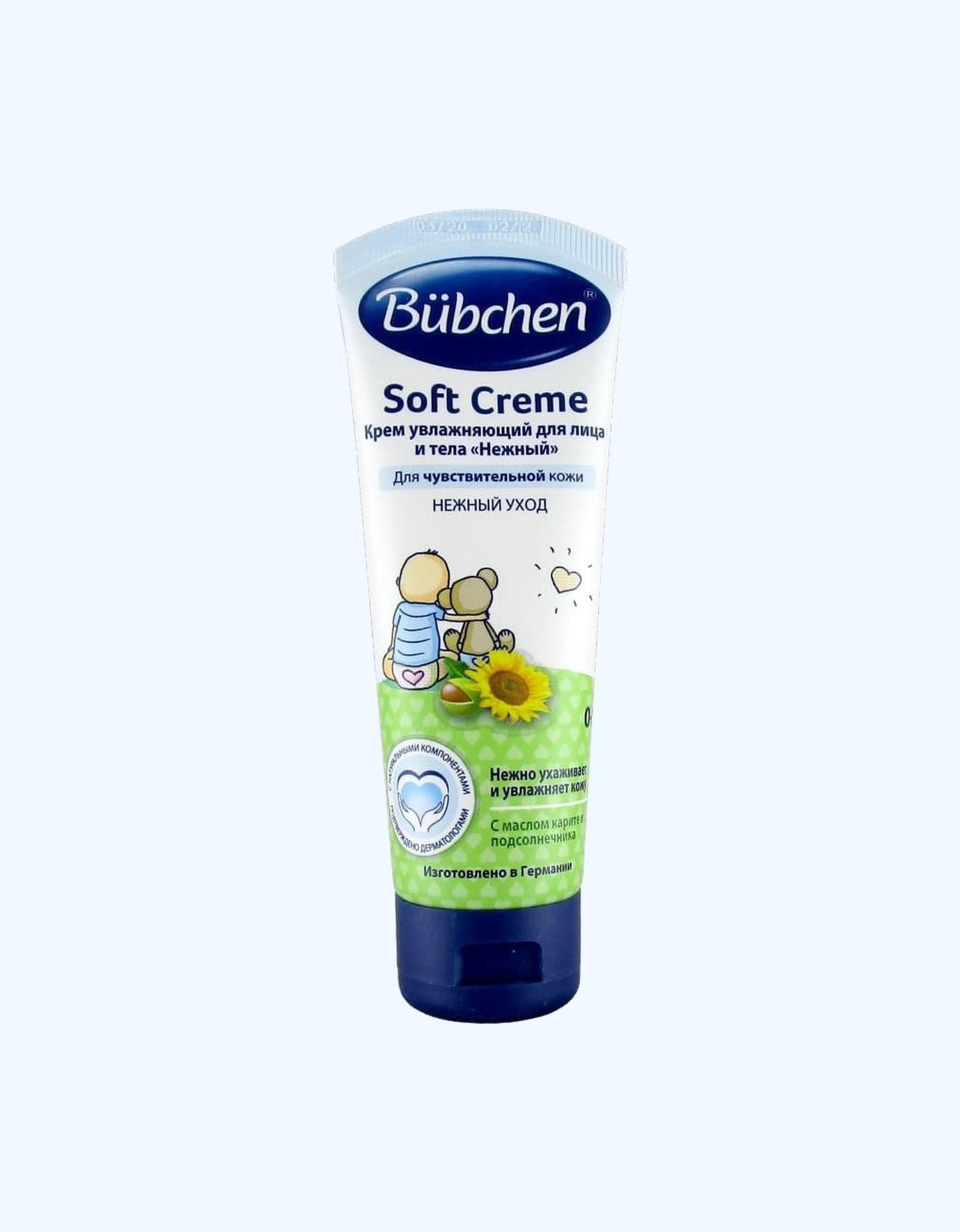 Bubchen yuz va tana uchun nemlendirici krem, shea yog'i va kungaboqar, 0+ oy, 75 ml