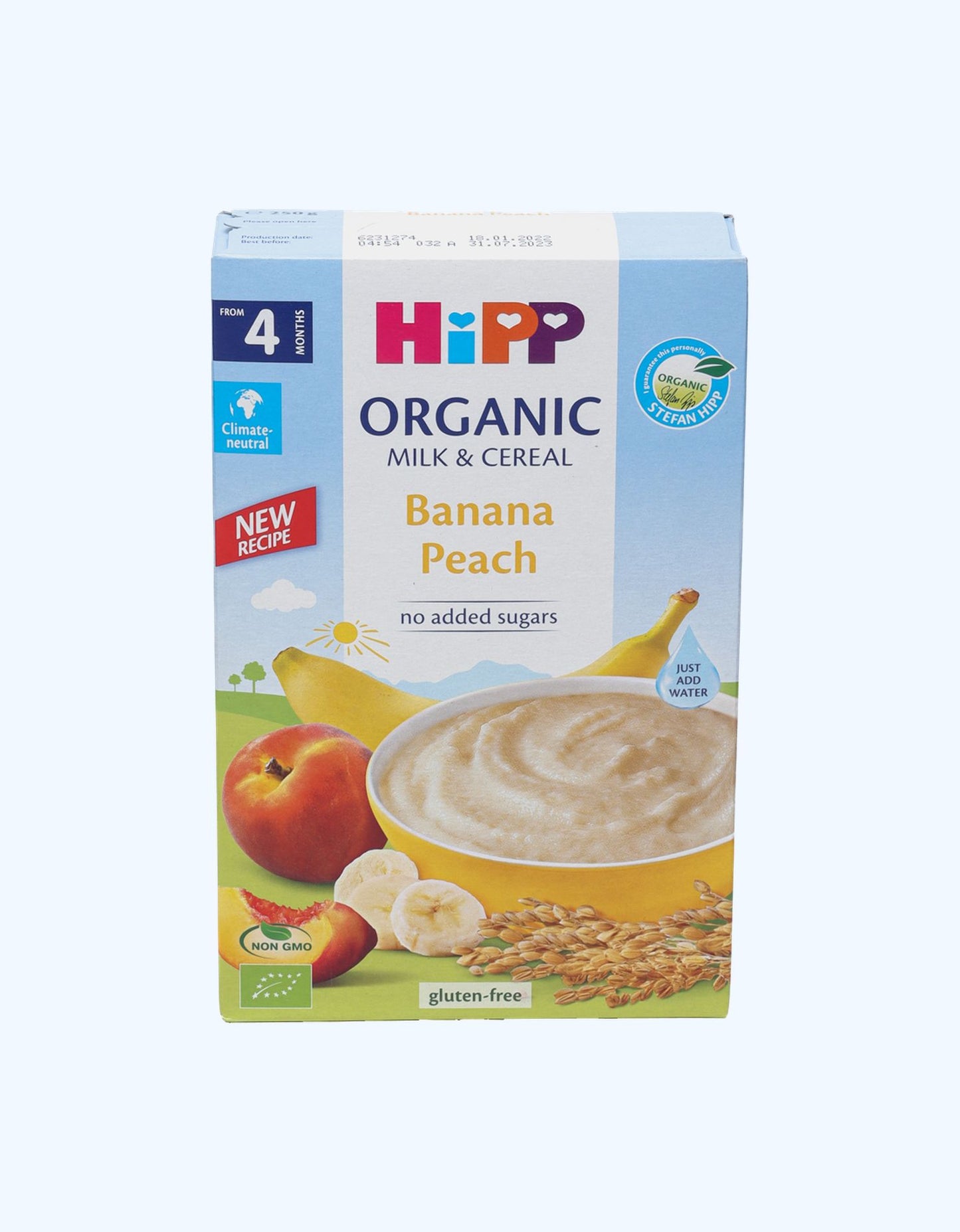 HiPP Milk Каша, молочная, банан, персик, рисовая, 4+ мес., 250 г