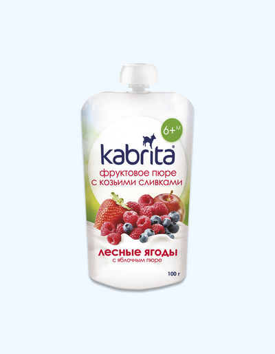 Kabrita Фруктовое пюре, лесные ягоды с яблочным пюре, 6+ мес., 100 г
