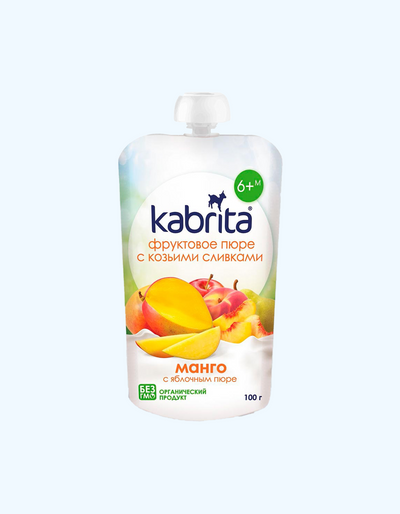 Kabrita Фруктовое пюре, манго с яблочным пюре, 6+ мес., 100 г