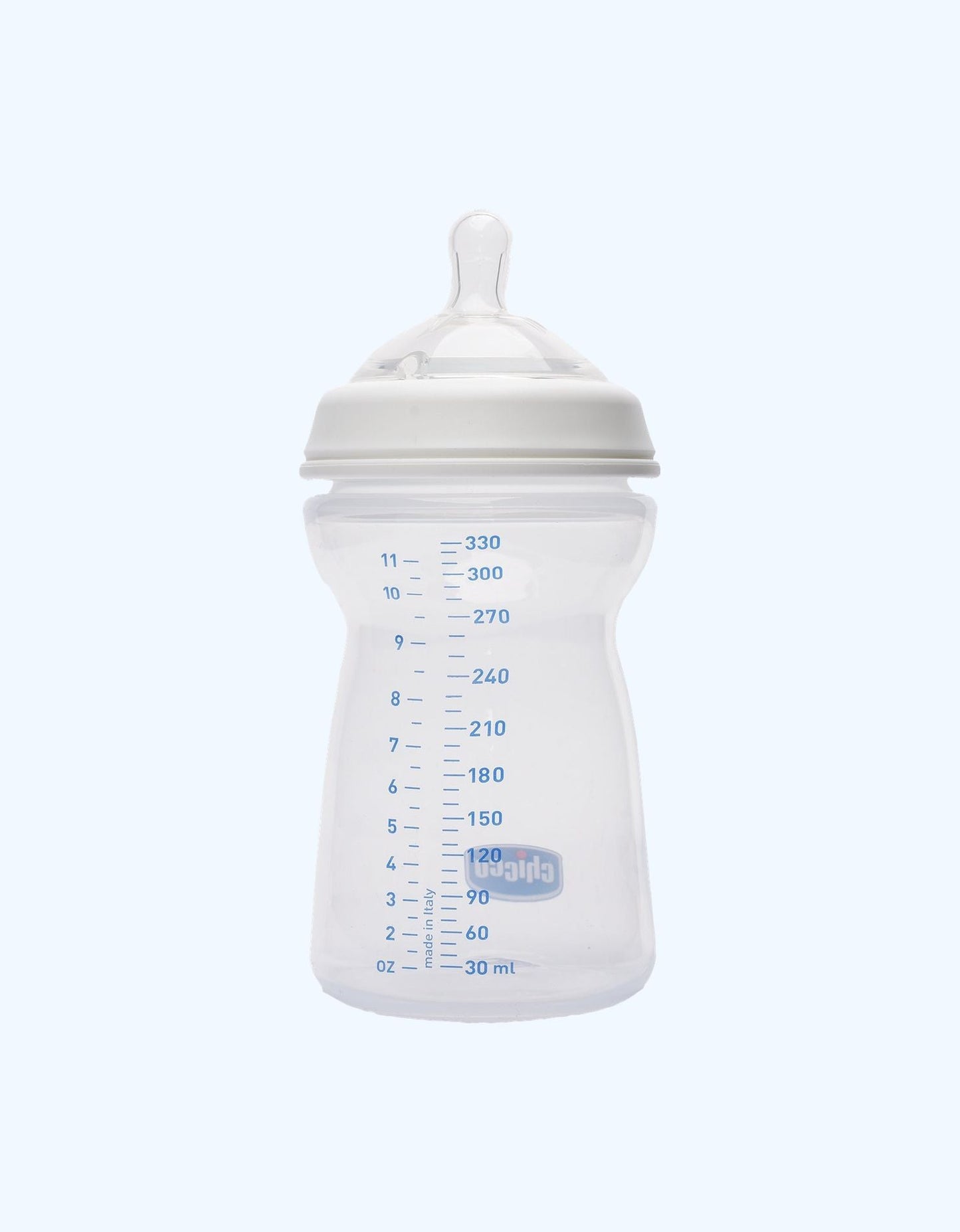 Chicco Natural Feeling Бутылочка, быстрый поток, белая, 6+ мес., 330 мл