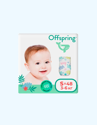 Offspring Подгузники S, 3-6 кг, Динозавры, 48 шт
