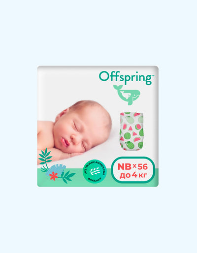 Offspring Подгузники NB, 2-4 кг, Арбузы, 56 шт